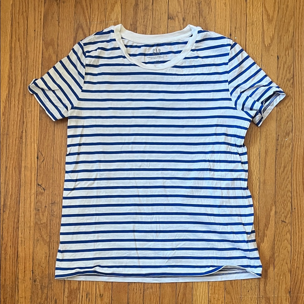 GAP Blue and White Striped Tee